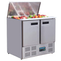 Polar Kühlschrank, 240 Liter, 155 W, Silber, Refrigeration G-Series Saladette Kühltheke Doppeltür-, Edelstahl, 2°C bis 8°C