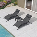 PURPLE LEAF Beistelltisch, Grau, 2er-Set Sonnenliege XXL 5-Fach Verstellbar Aluminium