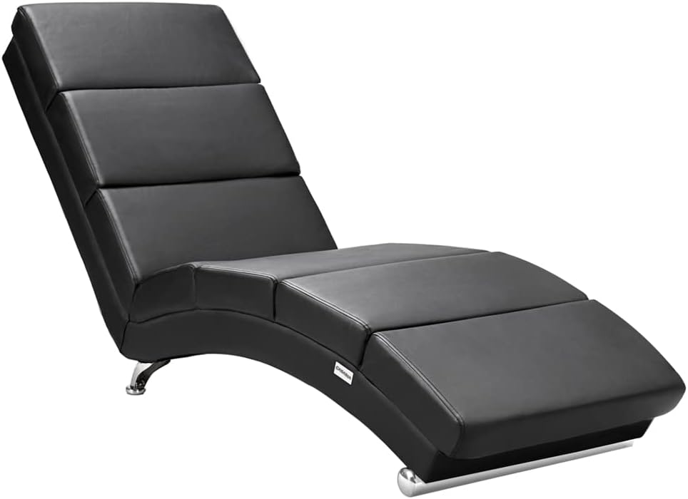 CASARIA Relaxsessel, 186x89x55 cm, 180 kg, Schwarz, Relaxliege XXL London Ergonomisch Kunstleder Gepolstert