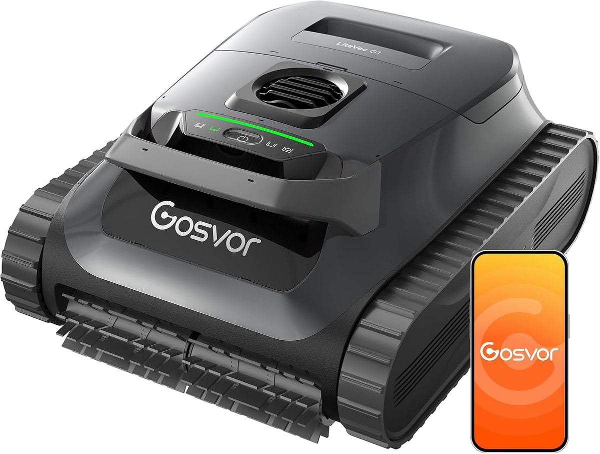 Gosvor Poolroboter, 6,9 KG, 200 m, Schwarz, (2026 Neu) Wand und Boden, Wasserlinie, Flachzone 4-in-1, Bis zu in. Laufzeit