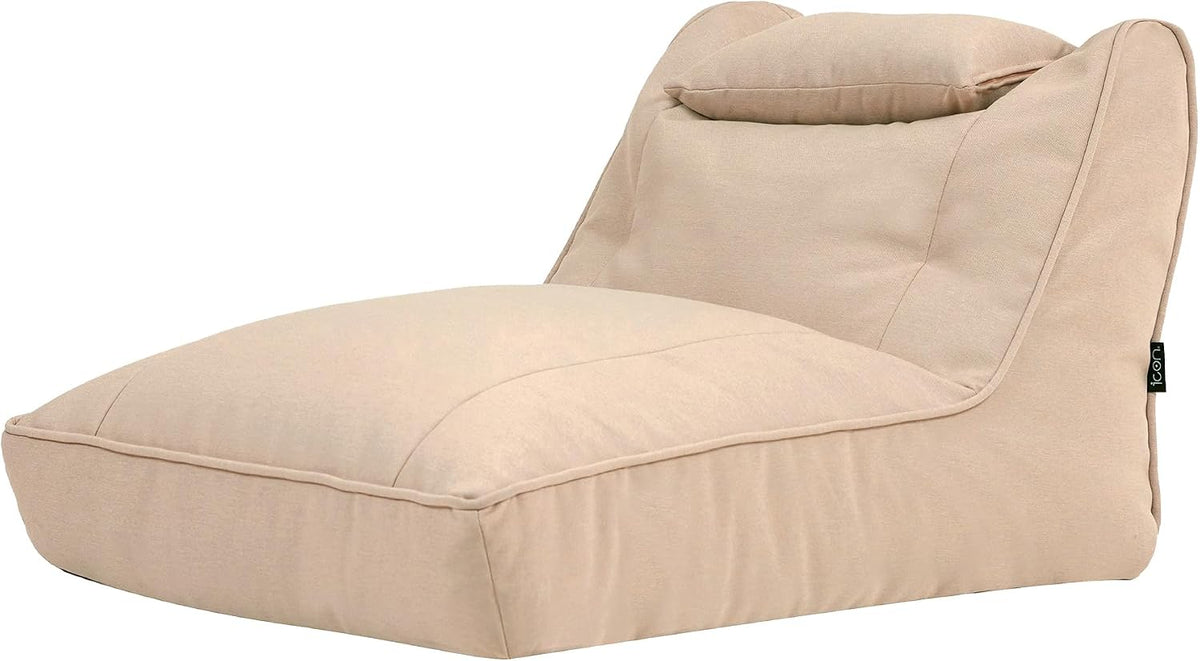 Icon Liegen, Beige, Nova Sitzsack Sessel für Erwachsene, Olefin Stoff für Drinnen und Draußen, Riesen Sitzsack mit Füllung
