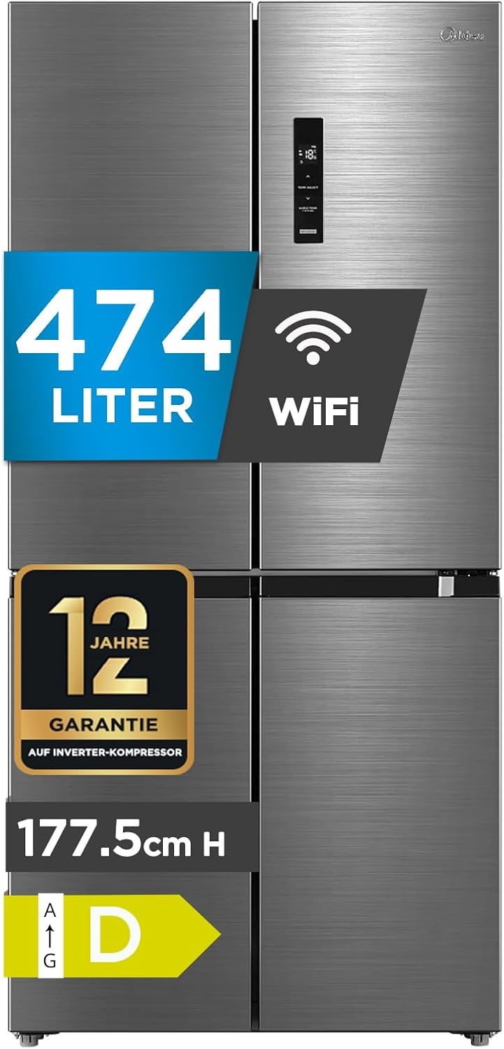 Midea Kühl-Gefrierkombination, 474 L, Weiß, Cross Door, 4-Türig
