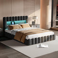 DAHUEN Boxspringbett, 180x200 cm, Grau, Polsterbett Bubble Bett 180x200, Doppelbett mit LED und USB Ladefunktion Kopfteil