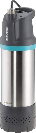 Gardena Tauchpumpen, 6100 l, Grau/Silber/Blau, Tauch-Druckpumpe 6100/5 inox automatic: Automatische, mit Schmutzfilter