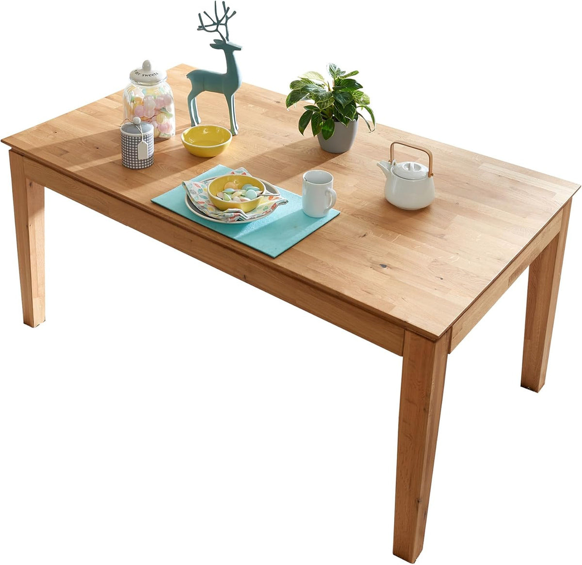 Woodroom Esstisch, 180x90 cm, 240 cm, Eiche, Paarl ausziehbar auf Massivholz geölt Ausziehtisch mit, 10 Personen stabil und zeitlos