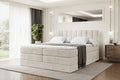 ALTDECOR Boxspringbett, Möbelplatte, Holz, Kunststoff, Beige, mit Matratze und Lattenrost, Topper, Polsterbett mit Bettkasten