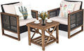 Gartenmöbel-Set GIANTEX, Schwarz/Braun/Beige, Gartengarnitur, Rattan Gartenmöbel Set 3 teilig, Balkonmöbel Set 2 Personen