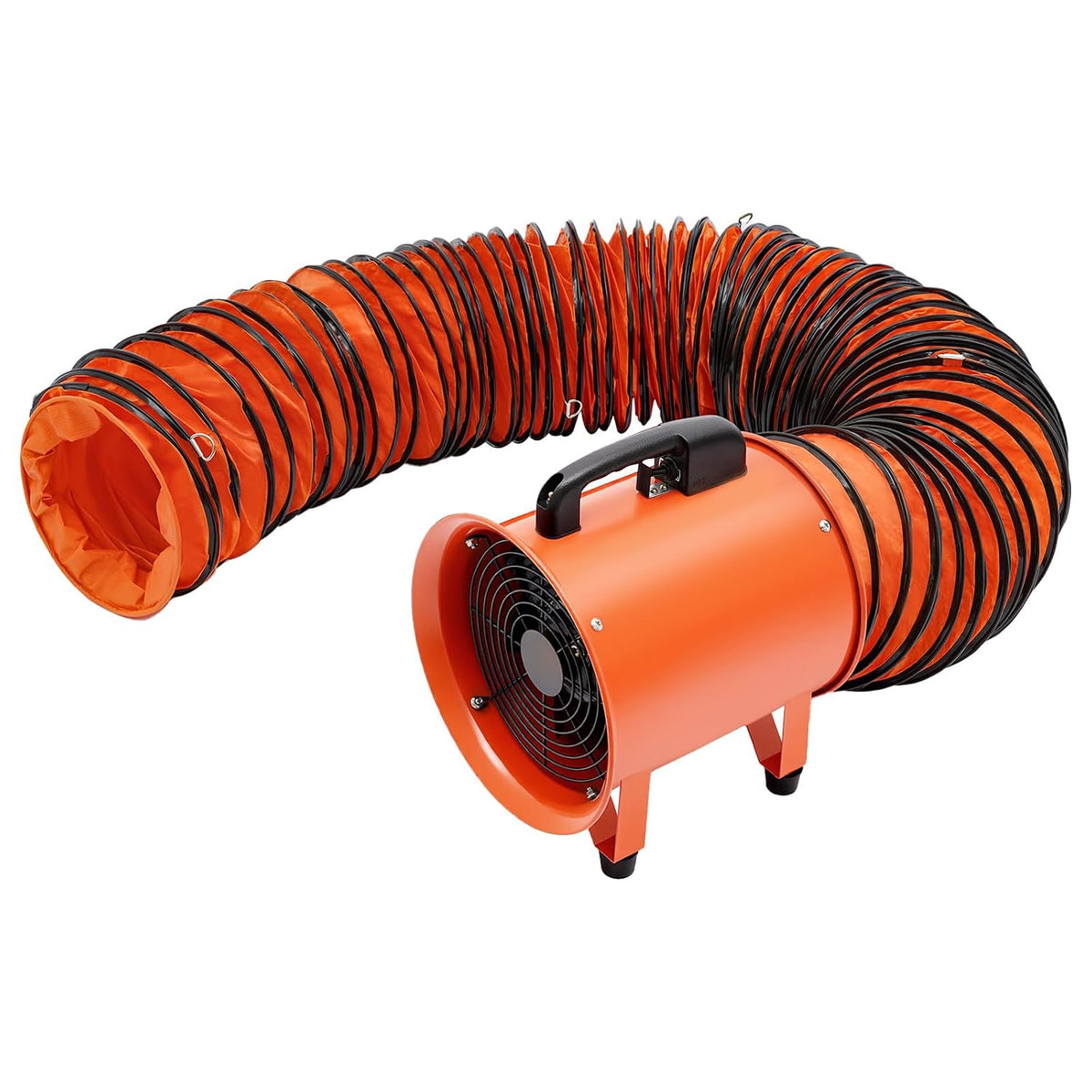 LENDISIY Lüftungsanlage, 2580 m, 250 mm, 10m, Orange/Schwarz, Axialgebläse Industrieventilator, Tragbare Bauventilator Baugebläse ³/h