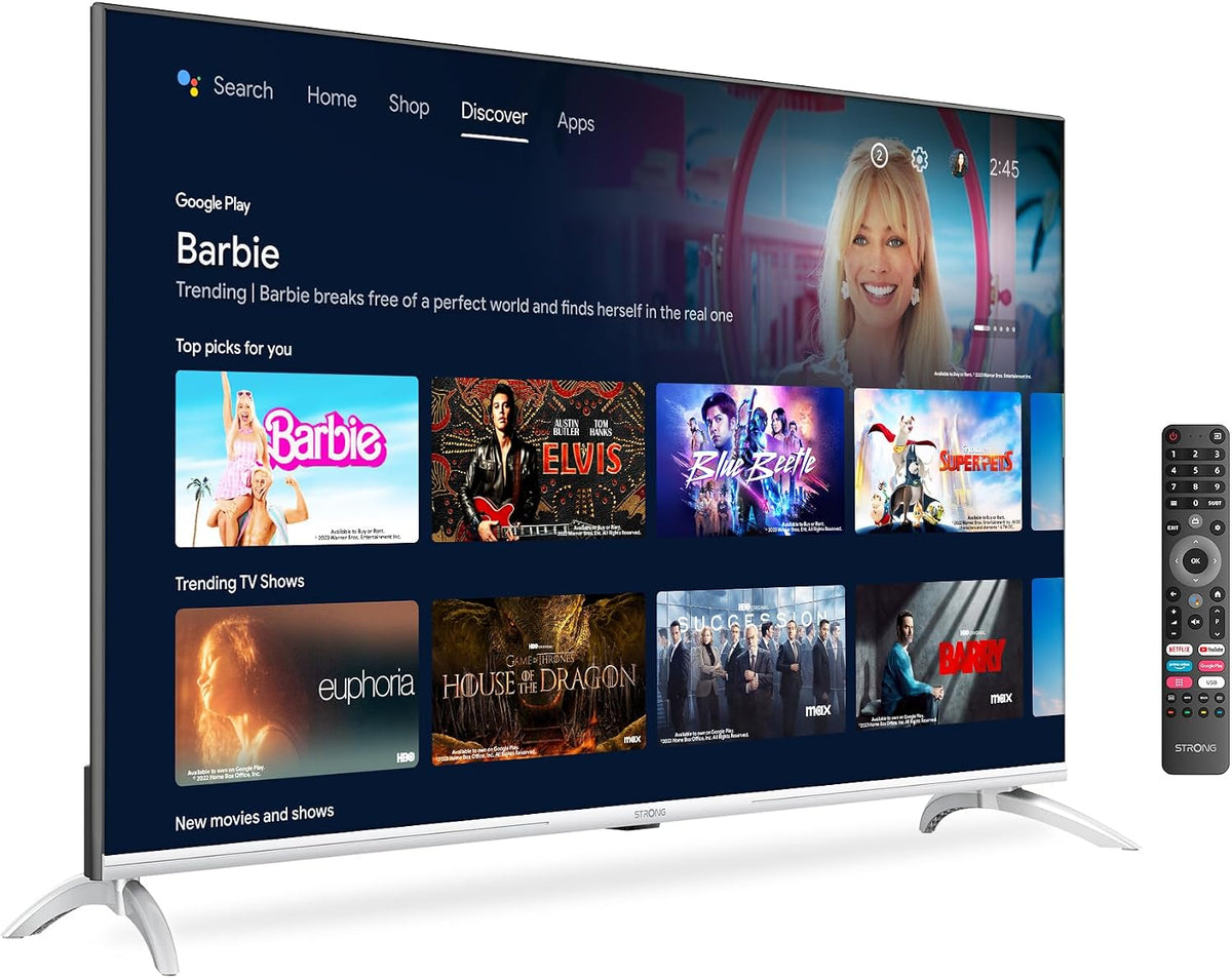 STRONG Fernseher, 43 Zoll, 108 cm, Schwarz, Smart TV, SRT43UD6593 (Full-HD Smart TV, HD Triple Tuner, App Store