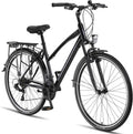 Licorne Bike Fahrrad, Schwarz, Bike, Trekking in 28' für Herren Jungen Mädchen Damen 21