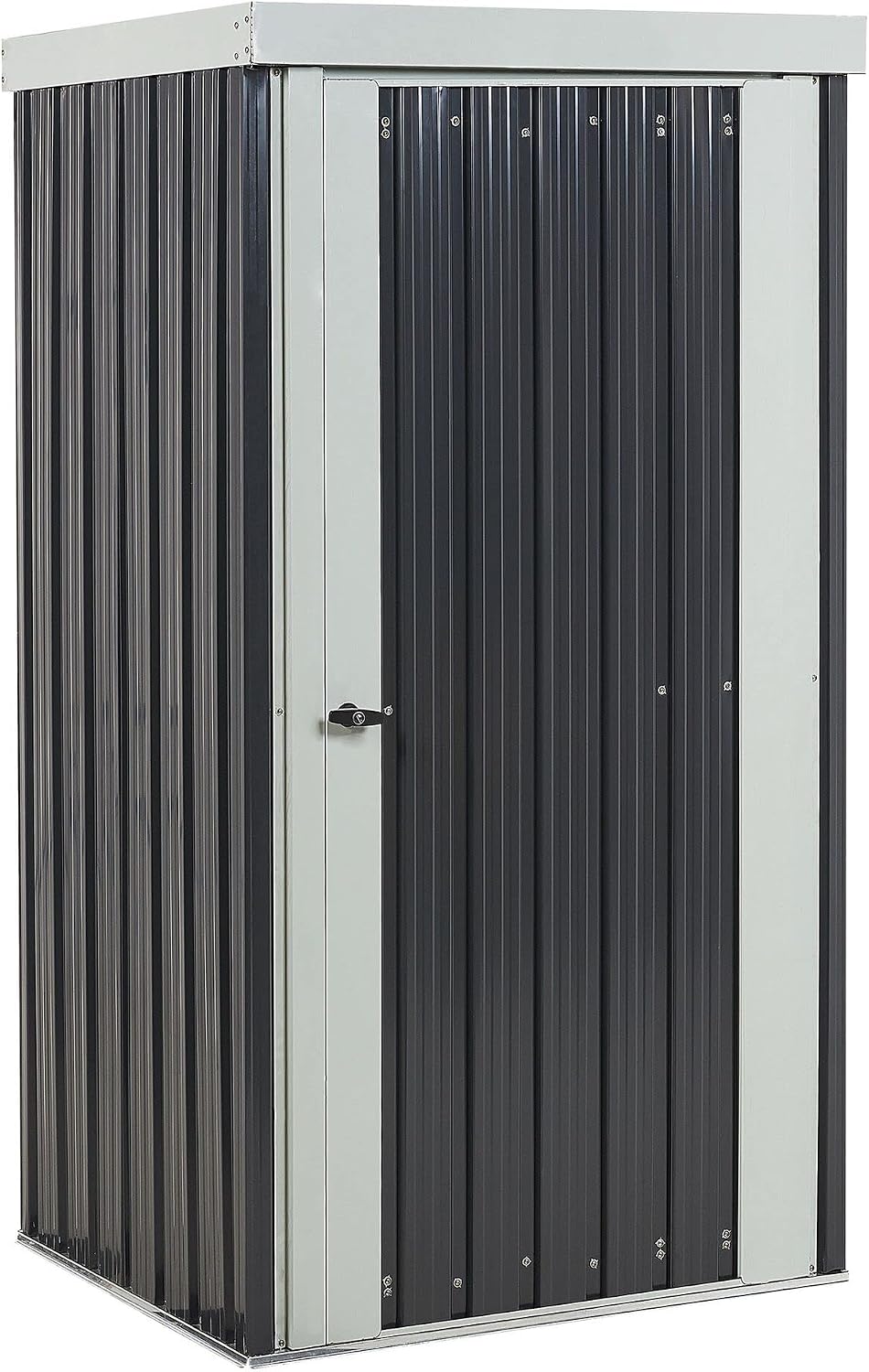 Gerätehaus Beliani, Stahl, grau, Metall mit Pultdach Tür integrierter Dachrinne Modern Umbria