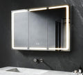 SVNR Spiegelschränke, 100x60x13 cm, 3 mm, Silber, Spiegelschrank Bad Badschrank Mit 3 Glastüren, Kupferfreier Kosmetikspiegel