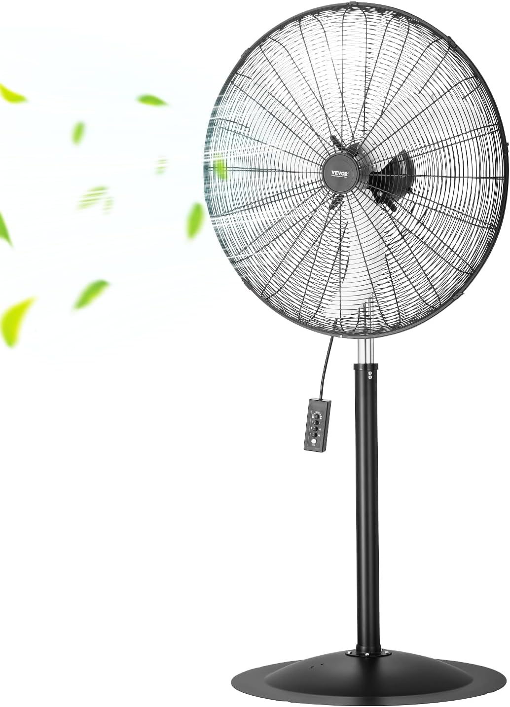 VEVOR Ventilator, 810 mm, Schwarz, Industrieller Stand, 85-Grad-Oszillations, höhenverstellbare en mit 3 einstellbaren Geschwindigkeiten