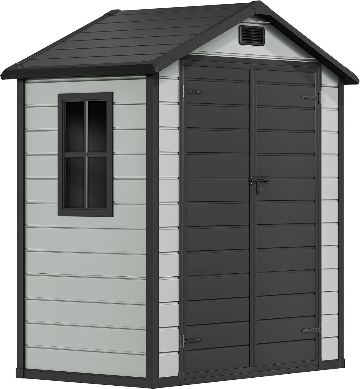 Gerätehaus YITAHOME, 189x104 cm, Schwarz, Kunststoff Gartenhaus 6, 4 Fuß mit Lüftung & Fenster, Aufbewahrungsschuppen mit abschließbarer Tür