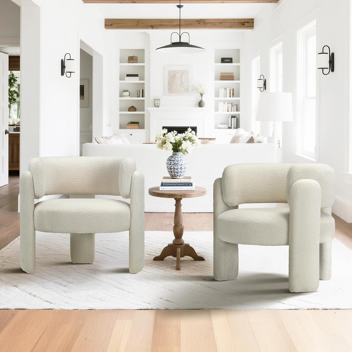 COLAMY Ohren- & Armlehnensessel, Creme, Modern Velvet Ohrensessel 2er Set, Gepolsterter Sessel Wohnzimmer, Schlafzimmer