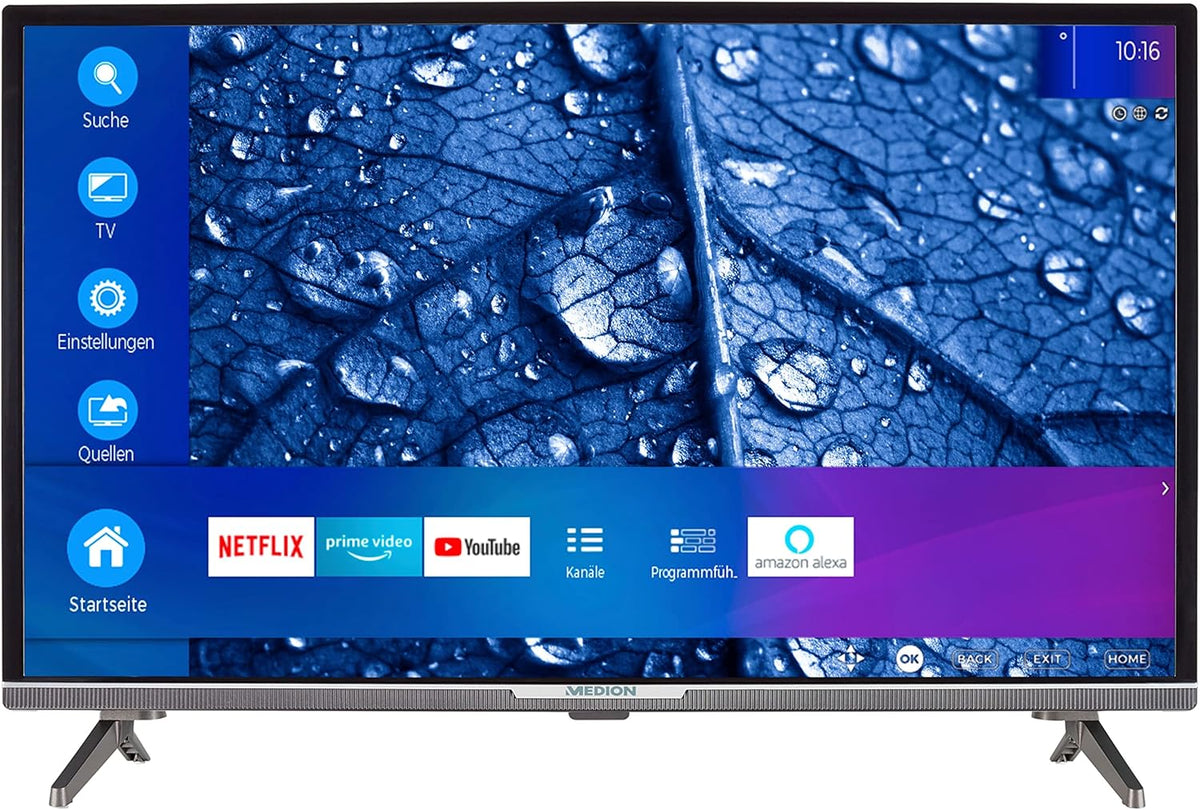 MEDION Fernseher, 32 Zoll, 80 cm, Schwarz, Smart TV, P13204 (MD 31403) Full HD (Smart-TV, Netflix, Prime Video