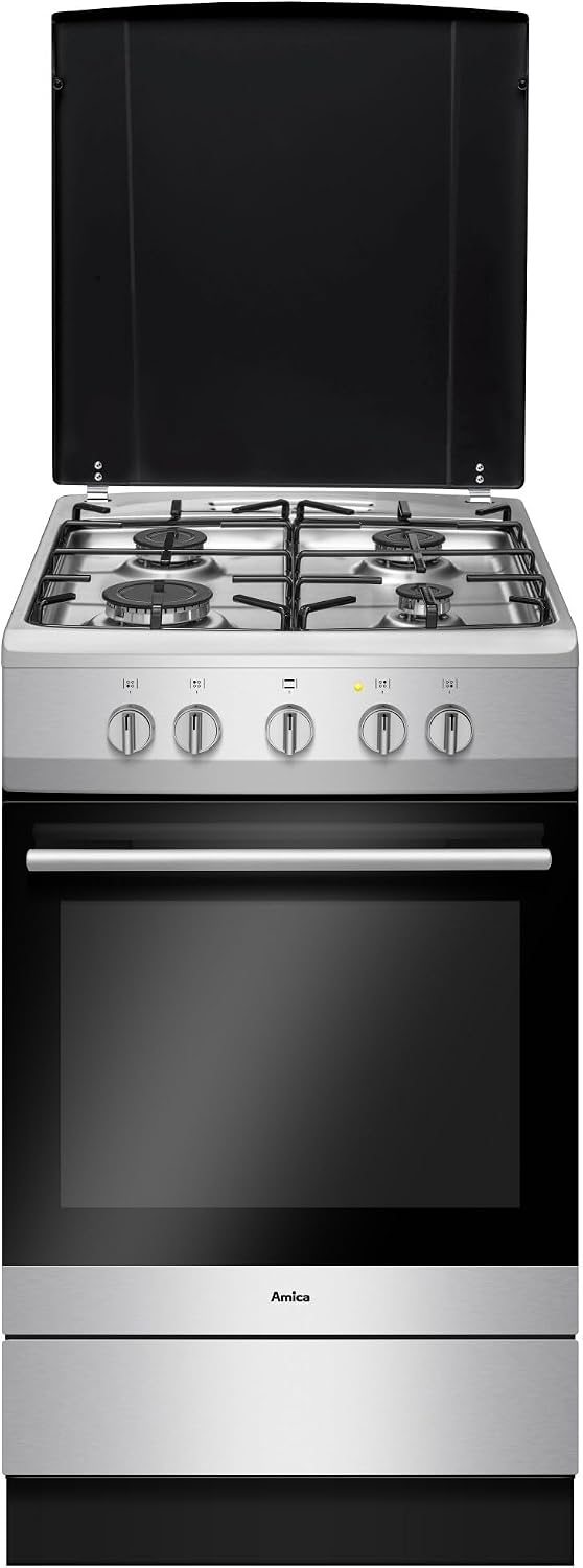 Amica Elektroherd, 50 cm, 71 L, Silber, Standherd Gaskochfeld Edelstahl SHGG 11568 E