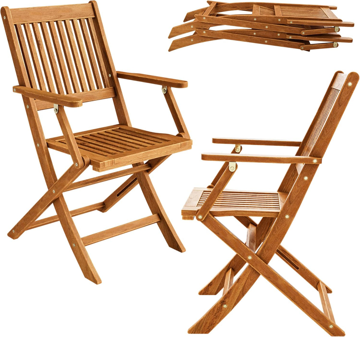 CASARIA Esszimmerstuhl, Braun, Gartenstuhl Set Outdoor, Klappbar FSC-Zertifiziert