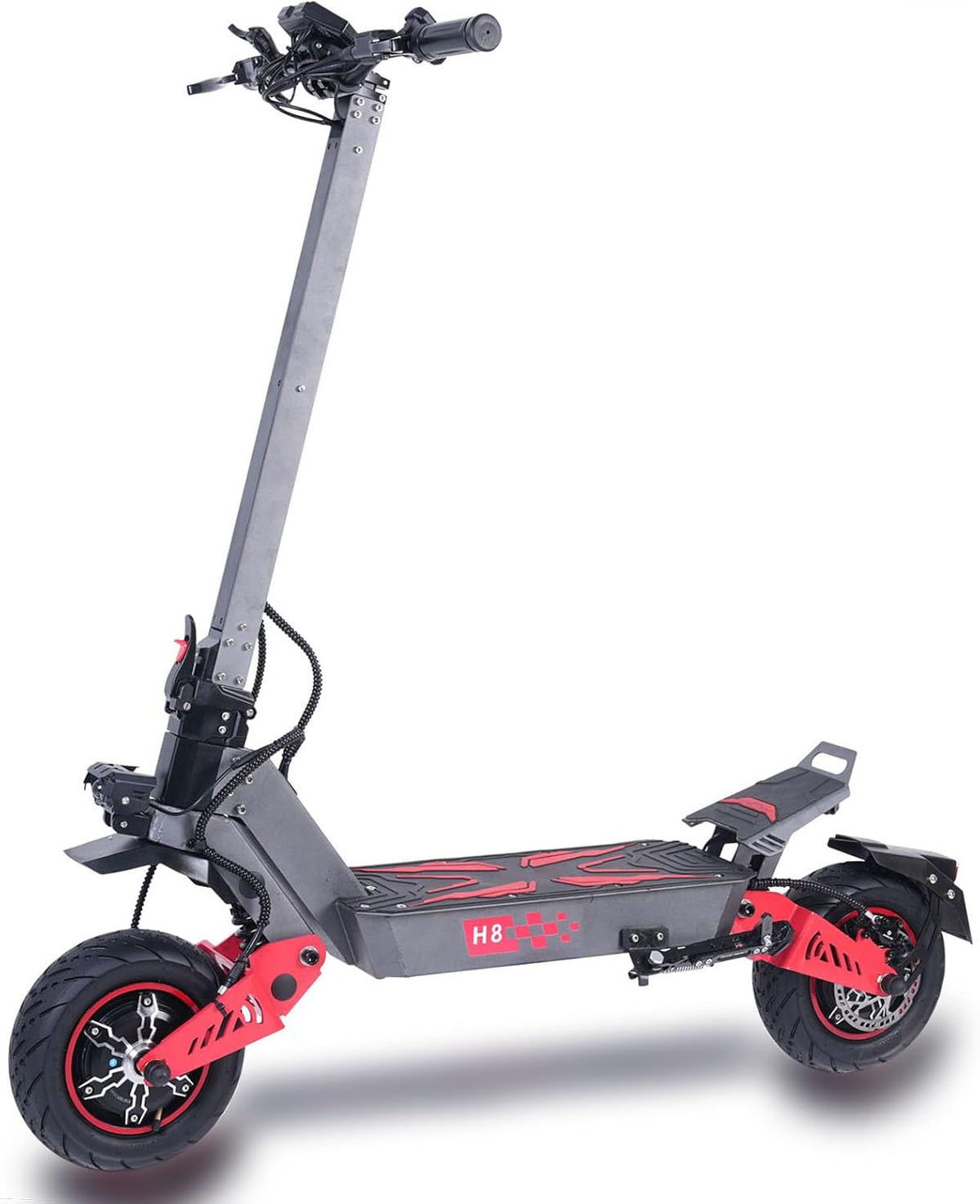 HWWH E-Scooter, 11Zoll, 150KG, Grau/Rot/Schwarz, H8 Elektro Roller Erwachsene Scooter Electric C-Typ