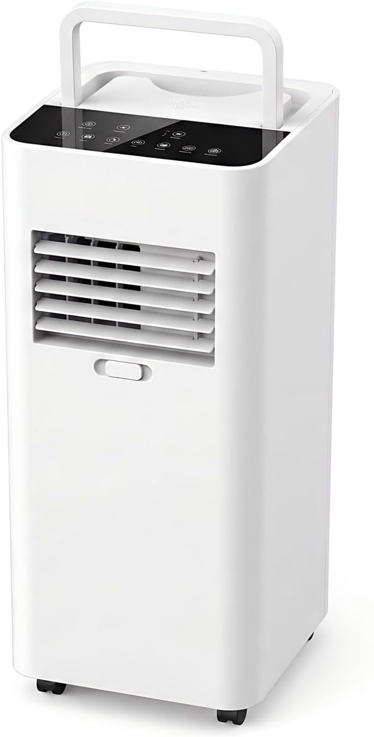 Mobiles Klimagerät, 300 m, 30 dB, Weiß, Tragbare Klimaanlage 7000 BTU, kühlt Räume bis zu ² mit Luftentfeuchter und Ventilator