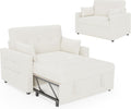 LUXOAK Sofa, 186 x 122 cm, Cremeweiß, Schlaf mit 5-stufig Verstellbarer Rückenlehne, 3-in-1 Schlafcouch mit Kissen und Seitentasche