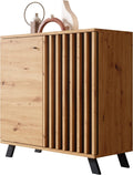 Newroom Sideboard, 80x85x40 cm, Anthrazit, Kommode Wildeiche Modern Vintage - (BxHxT) - Highboard