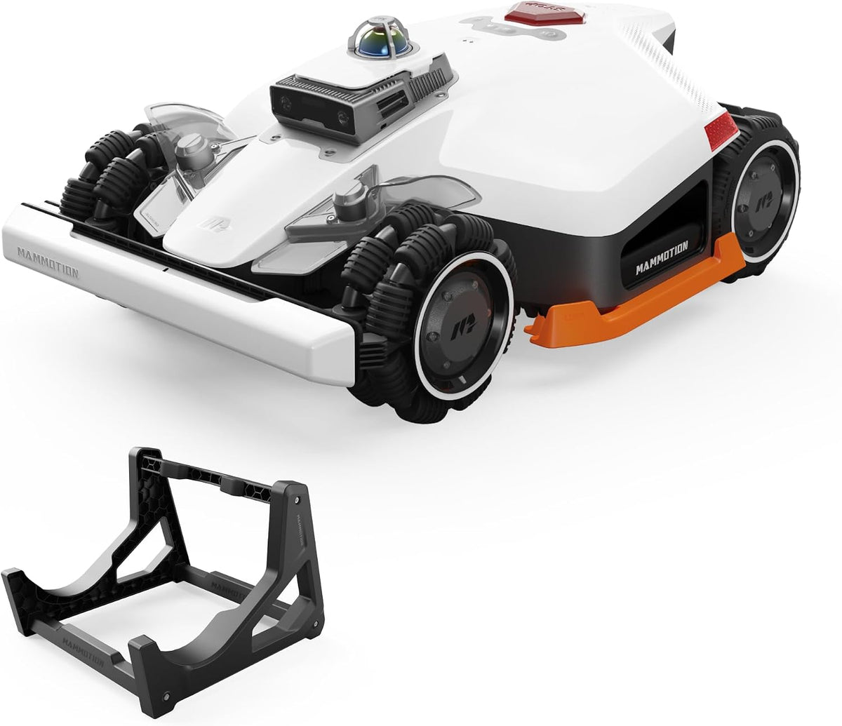 Mammotion Mähroboter, 3000 M, 12 Ah, Weiß/Schwarz/Orange, LUBA 3 AWD 3000 + Mähwerk-Waschstand, 360° LiDAR+NetRTK+KI Vision Tri-Fusion-Positionierung