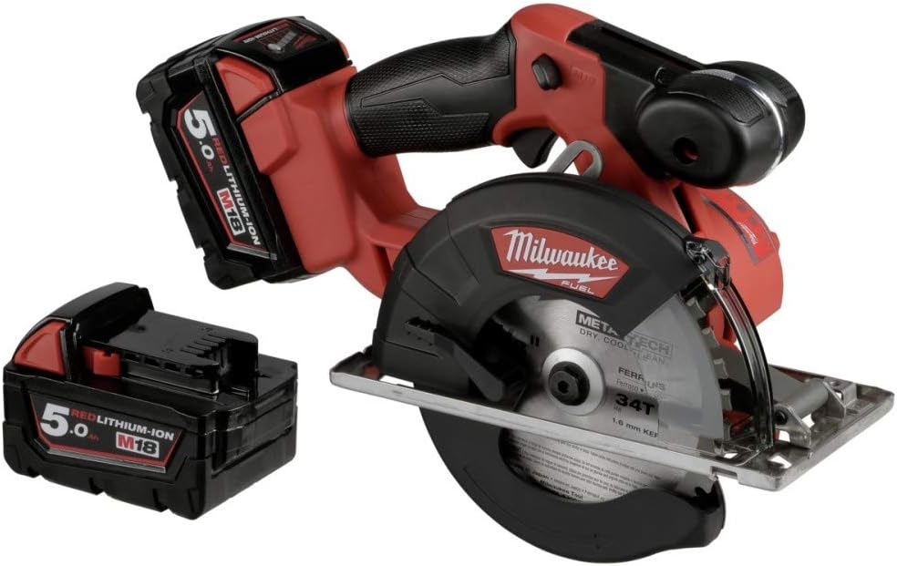 Milwaukee Elektrowerkzeug, 0 Ah, 18 V, Rot, Metallkreissäge M18 Fmcs-502x mit 2x 5, Akku in HD-Box (Fuel)