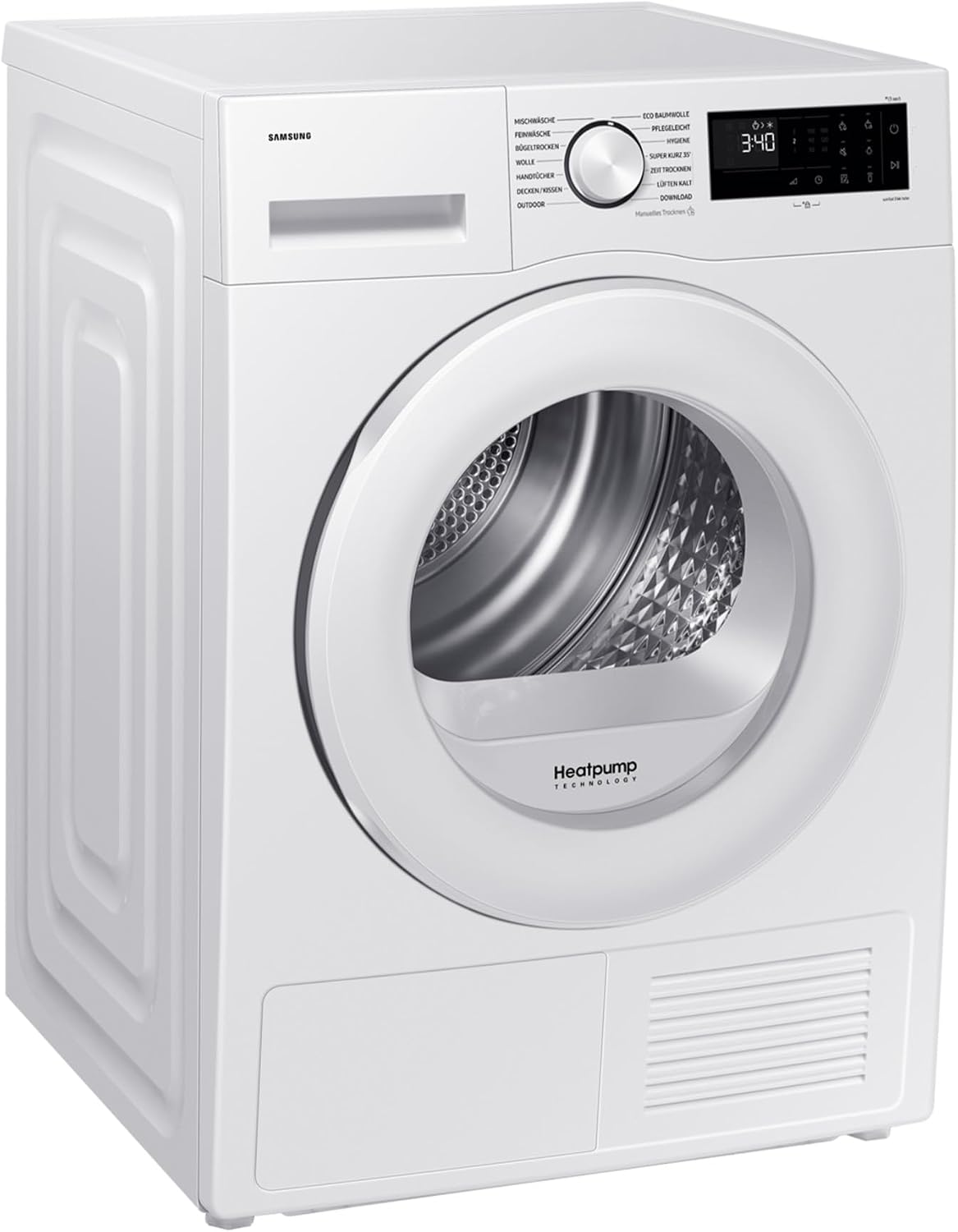 Samsung Wäschetrockner, 9 kg, Weiß, DV90DG52A0TEEG Wärmepumpentrockner DV5000D, EEK: C, mit LED-Display, SmartThings-App