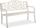 Relaxdays Sitzbank, 90x127,5x63 cm, Stahl, Gusseisen, Weiß/Bronze, Gartenbank Antik für 2 Personen, Balkon, Terrasse