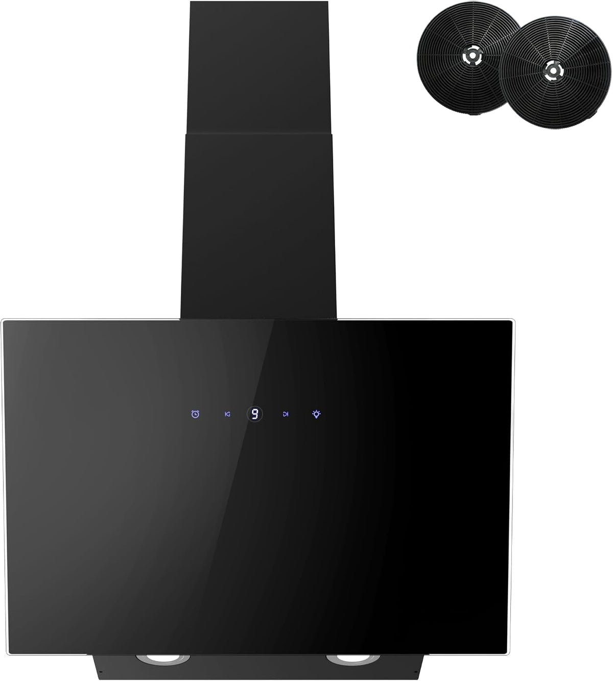 FIREGAS Dunstabzugshaube, 60 cm, 578 m, 58 dB, Schwarz, Kopffreiheit mit ³/h Starker Saugleistung, 9 Einstellstufen