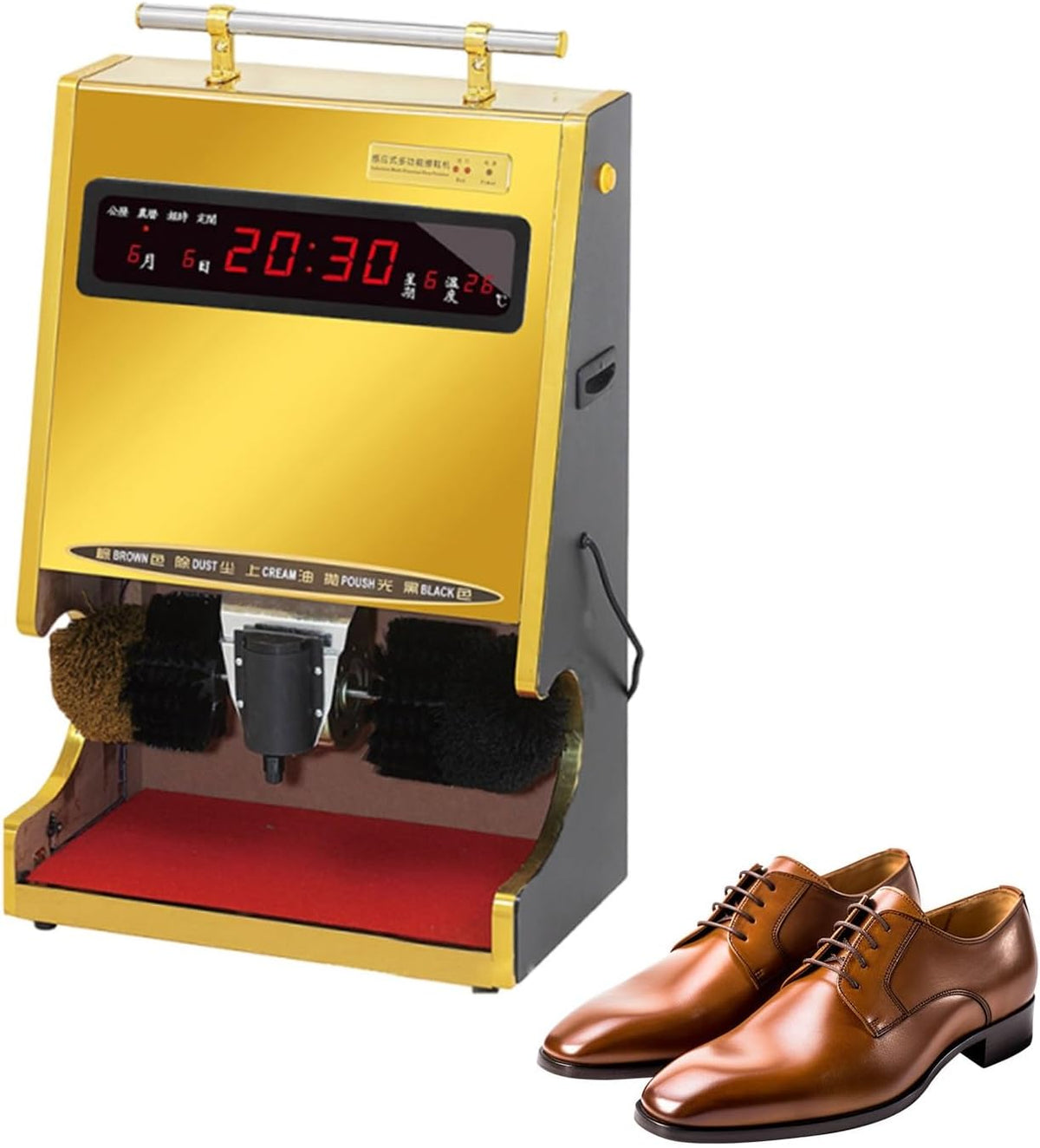 Lissontine Schuhreiniger, 100 W, Edelstahl, Schwarz, Haushalts- Und Gewerbliche Schuhputzmaschine, Elektrische Schuhputzmaschine Mit Doppelbürste