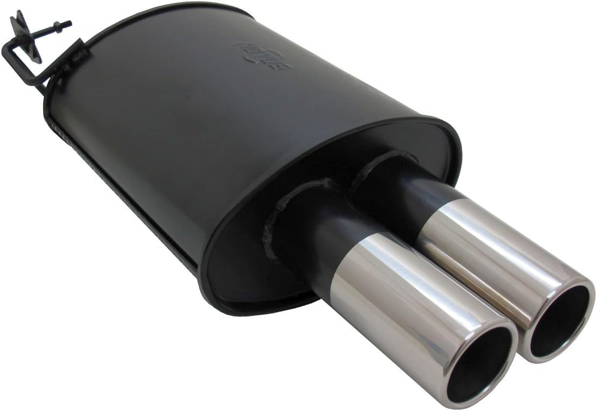 Novus Sportauspuff Gruppe N Endschalldämpfer, 76 mm, Schwarz/Silber, N A5202E76 mit Endrohr 2 x