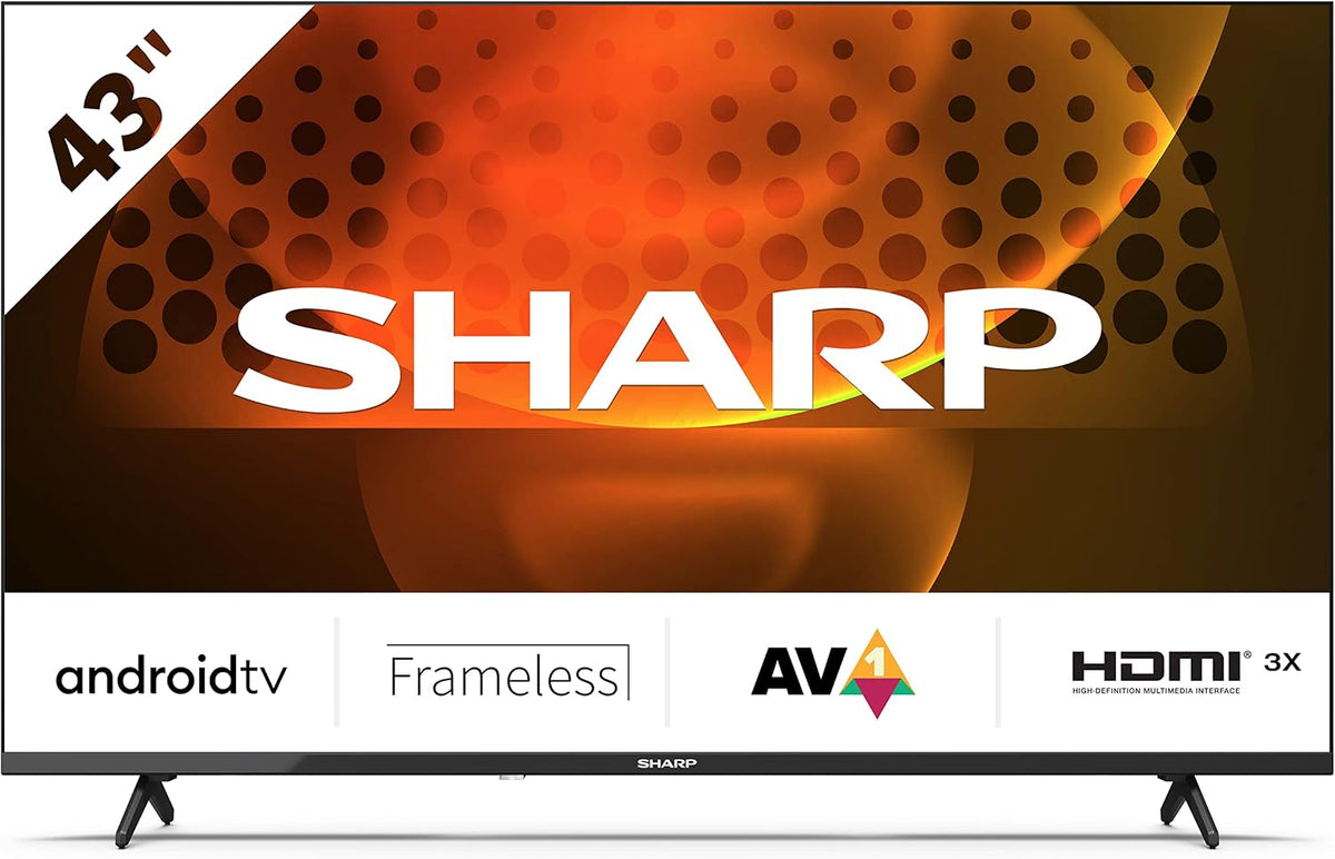 SHARP Fernseher, 43 Zoll, 108 cm, Schwarz, 43FH6EA Full HD Frameless Android TV , 3X HDMI, 2X USB, Dolby Digital