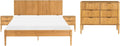 Beliani Bett, 160x200 cm, Kiefernholz, Braun, Schlafzimmer Set 4-teilig Kiefrenholz Hell mit 2