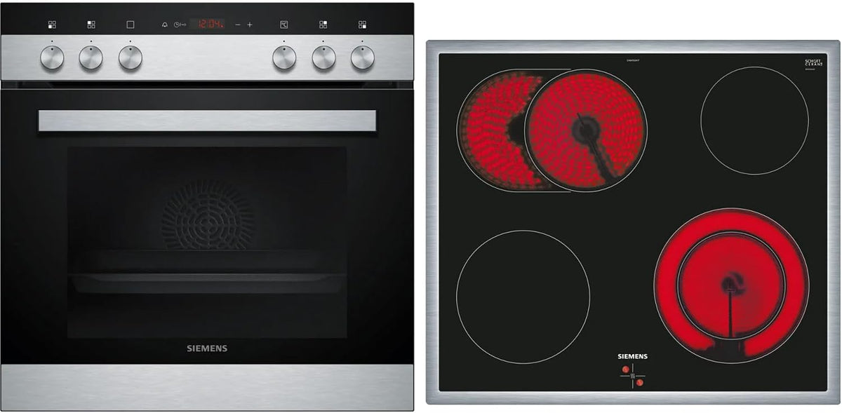 Siemens Kochfeld, 60 x 60 cm, Schwarz, iQ100 Einbauherd Set mit Elektro EQ110KA0Z