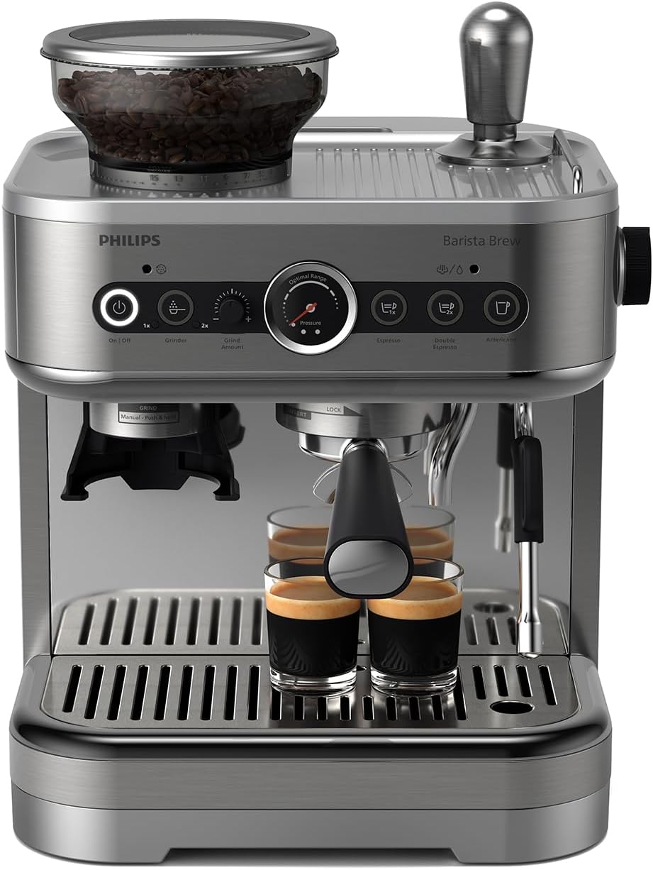 PHILIPS Kaffeemaschine, Silber, Espressomaschine Barista Brew, Espresso & Americano