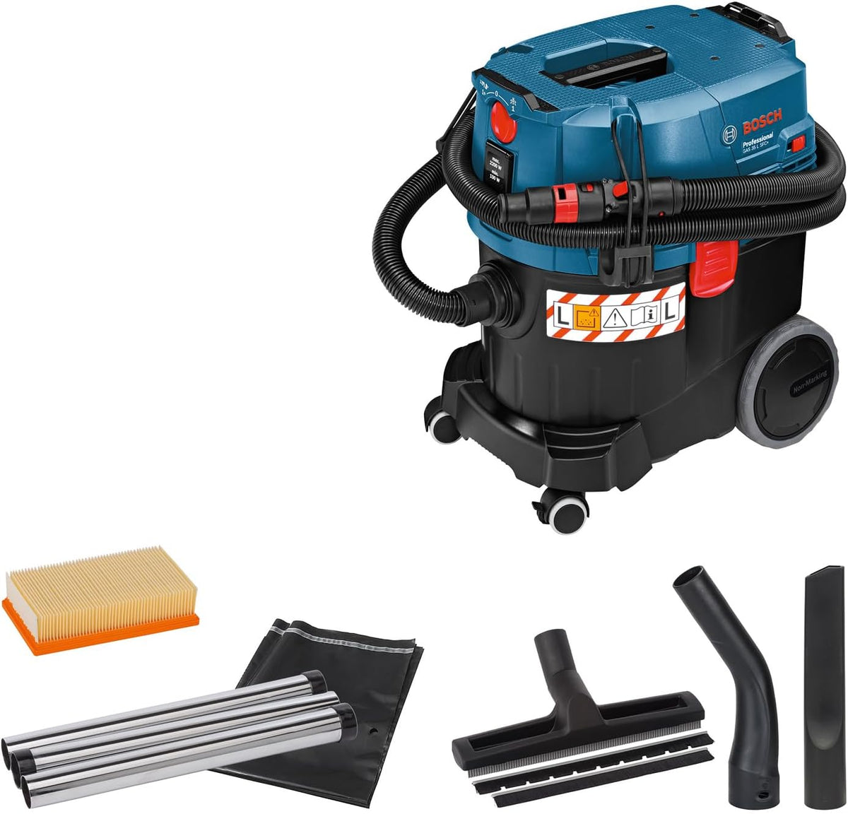 Bosch Professional Nass-Trockensauger, 35 L, 3 m, Schwarz, PRO Nass-/Trockensauger GAS SFC+ (Leistung 1200 Watt