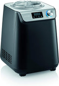SEVERIN Eismaschine, Schwarz/Silber, Kompakt & Joghurtbereiter, platzsparende mit Kompressor im Slim-Design, 2-in-1 Eisbereiter und Joghurtmaschine