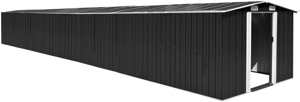 WKIEQACO Gerätehaus, 257 x 990 x 181 cm, verzinkter Stahl, anthrazit, Haus & Garten, Möbel-Gartenh