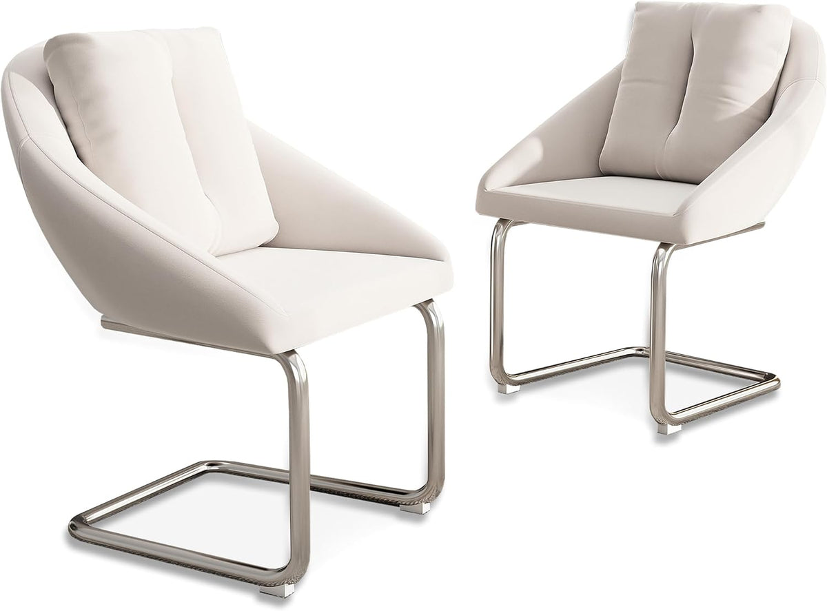 SEEDWAVE Esszimmerstühle, 150 kg, Beige, 2er Set Freischwinger, Samt Polsterstühle im modernen Stil, mit separatem Rückenkissen