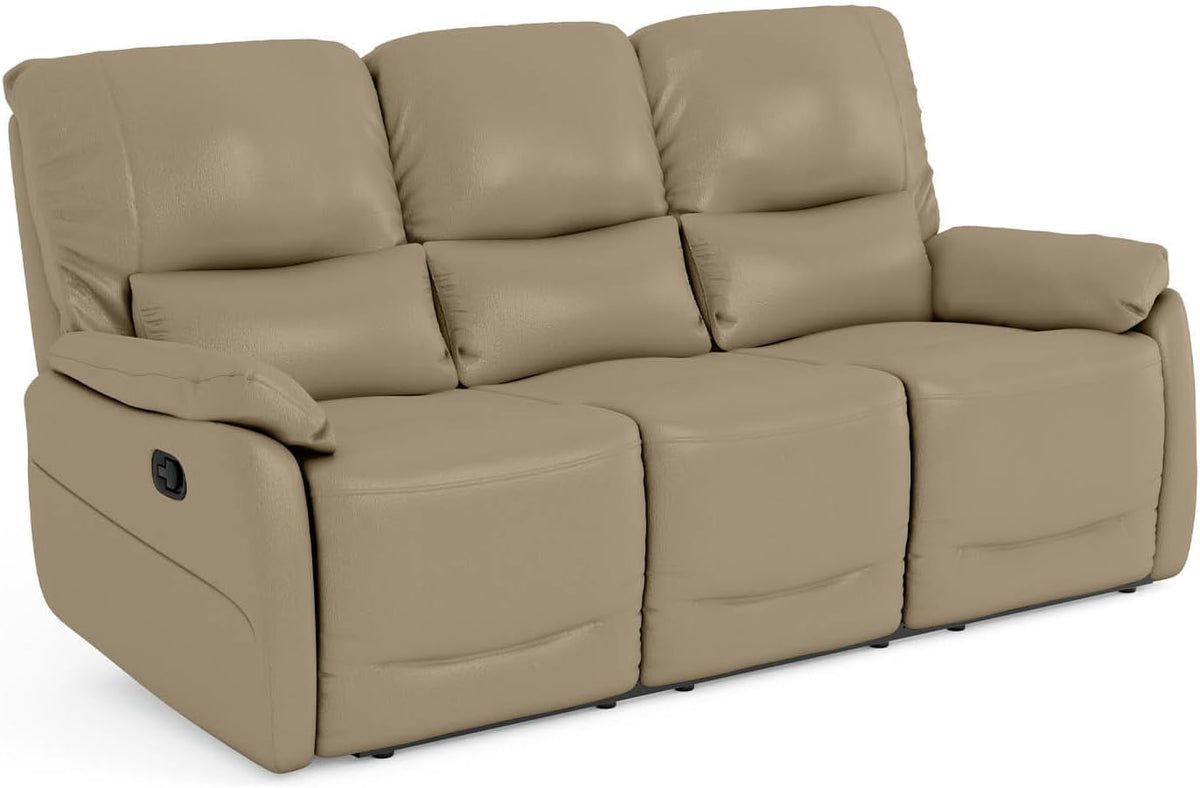 Bostonsofa Sofa, 183x90x98 cm, Cappuccino, 3-sitzige Ledercouch mit Relax-Funktion Florida - Kompakte