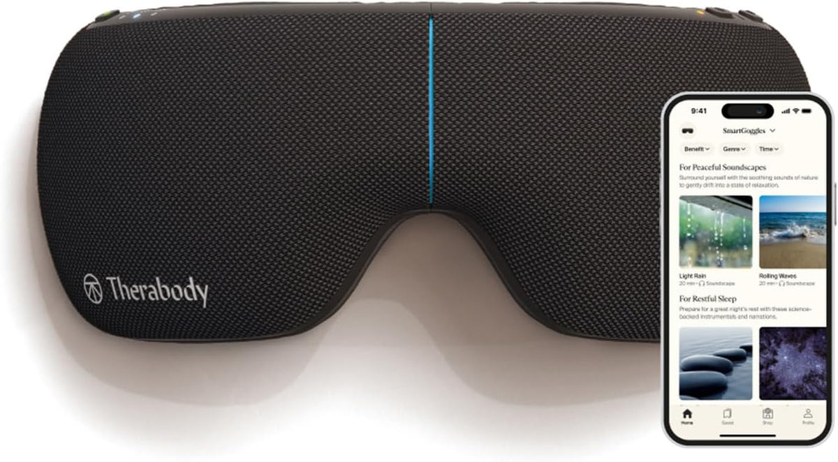 Therabody Schlafmasken, Schwarz, SmartGoggles (2ª Generación) Gafas Inteligentes Masajeadoras