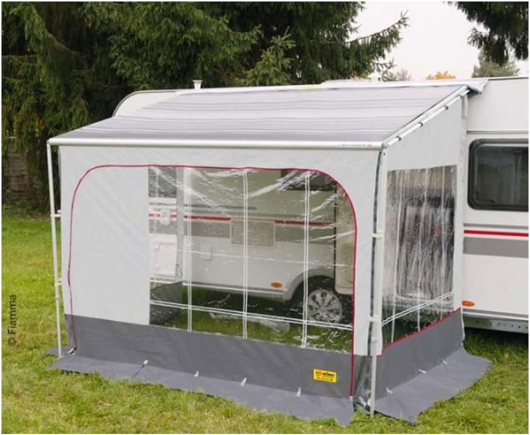 Reimo Tent Technology Markise, 285 cm, Grau/Transparent, Front- und Sei eile Villa Caravan in versch. Größen Vorhang
