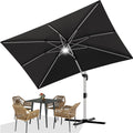 Devoko Markise, 300x400x260 cm, Schwarz, Sonnenschirm Balkon Alu Ampelschirm mit LED, Wasserabweisend Gartenschirm mit Kurbel