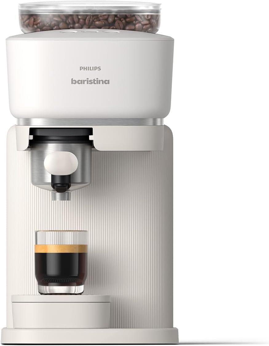 Philips Kaffeemaschine, Naturweiß, Baristina Espressomaschine - Real Espresso, made simple, Kompakte, mit em Siebträger