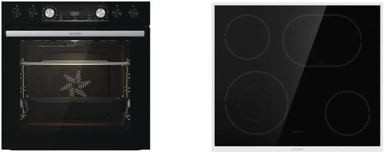 Gorenje Kochfeld, 77 Liter, Schwarz, Heißluft, ExtraSteam, GentleClose & Open, EcoClean, AirFry, PizzaMode, PerfectGrill