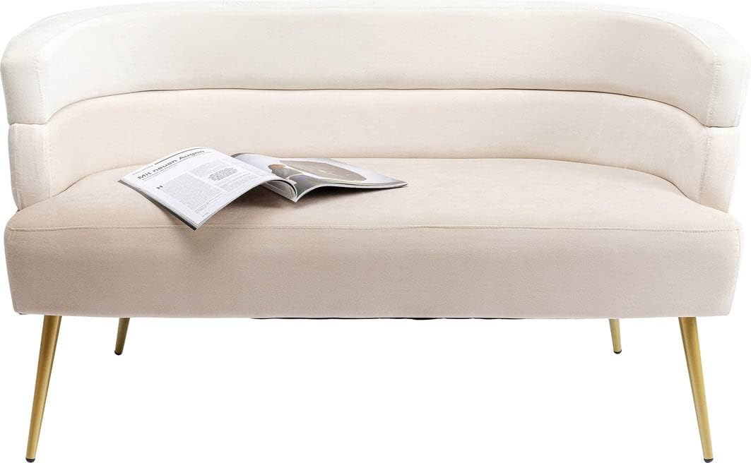 Kare Sofa, 70x126x65 cm, Creme, Design Sandwich, 2-Sitzer, Couch, Samtoptik, Glam-Look, Retro, Wohnzimmer, (H/B/T)