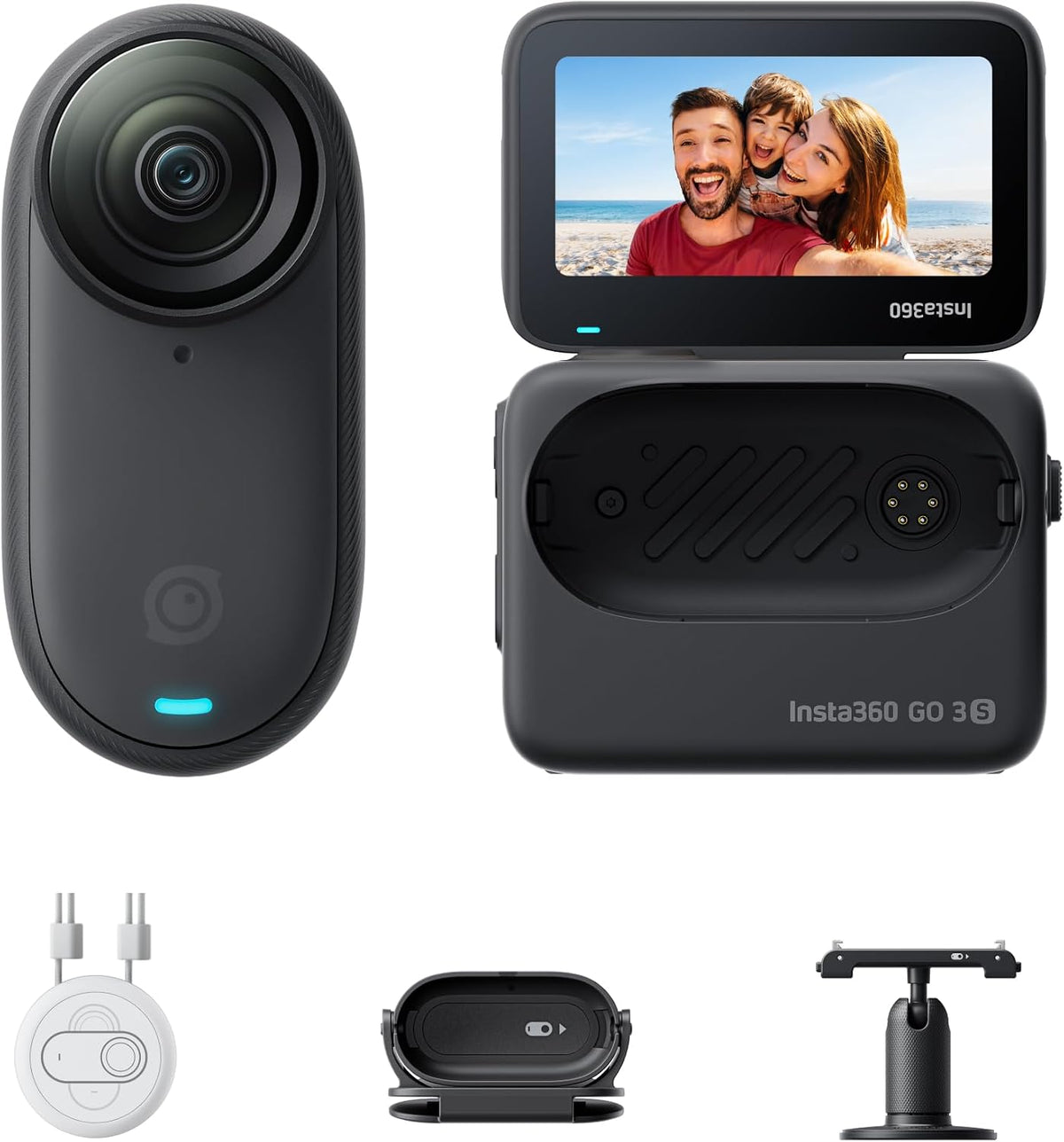 Insta360 Kamera, Schwarz, GO 3S 128 GB Nacht - Tragbare 4K Mini Vlog