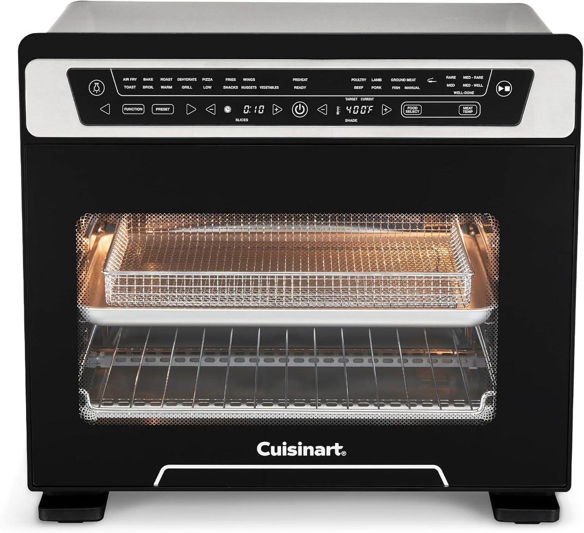 Cuisinart Air Fryers, Schwarz/Silber, Air Fry 4 Lbs of Wings, Cook a 13 Lb Turkey or 5+ Lb Chicken, Toast 9 Slices of Bread